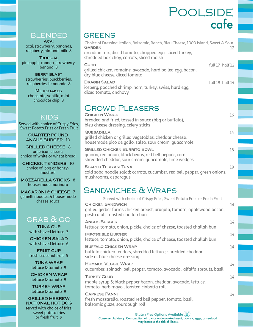 Pool Menu - Beechmont Country Club